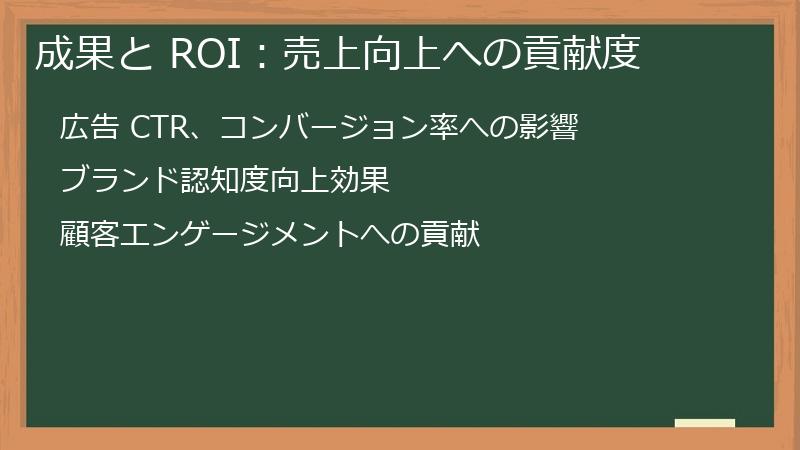 成果と ROI：売上向上への貢献度