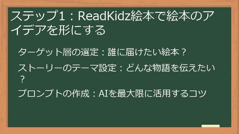 ステップ1：ReadKidz絵本で絵本のアイデアを形にする