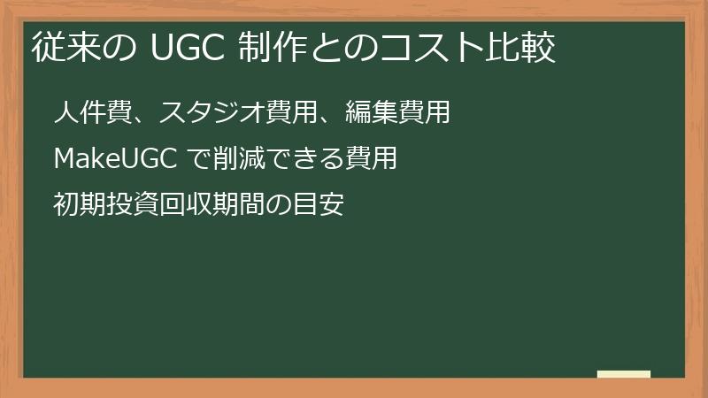 従来の UGC 制作とのコスト比較