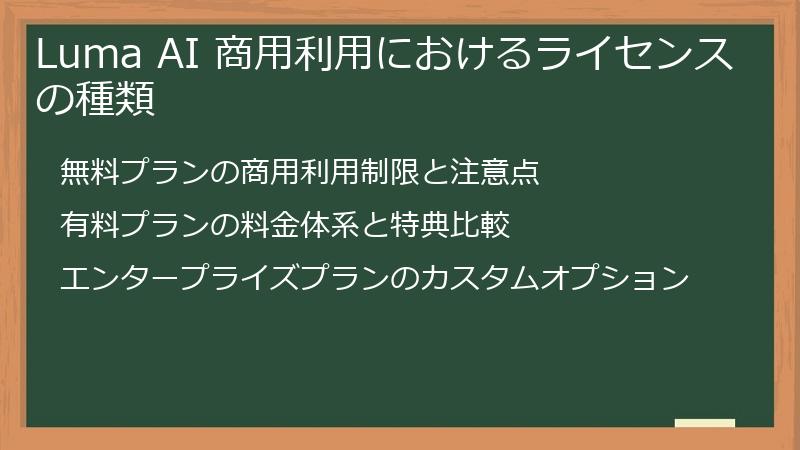 Luma AI 商用利用におけるライセンスの種類