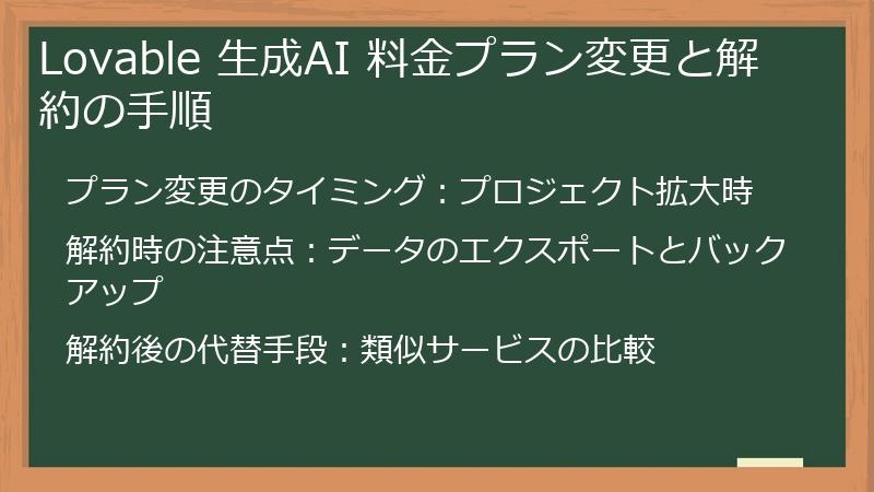 Lovable 生成AI 料金プラン変更と解約の手順