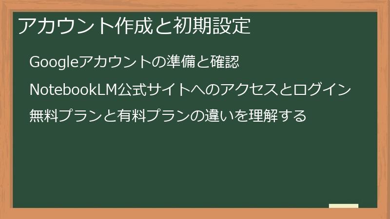 アカウント作成と初期設定