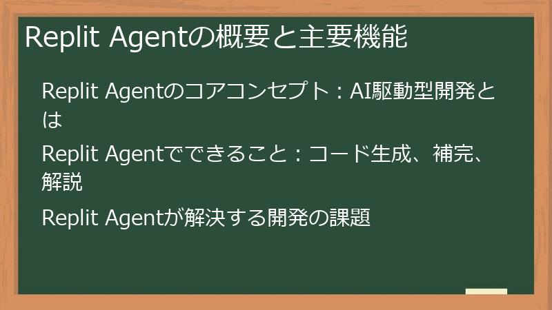 Replit Agentの概要と主要機能