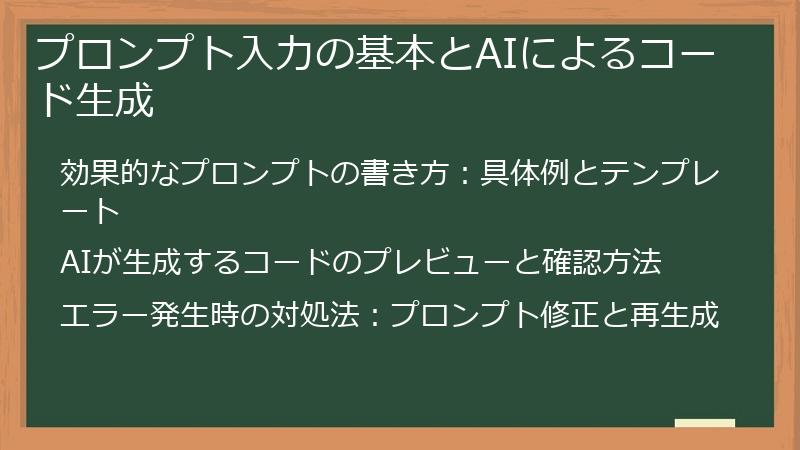 プロンプト入力の基本とAIによるコード生成
