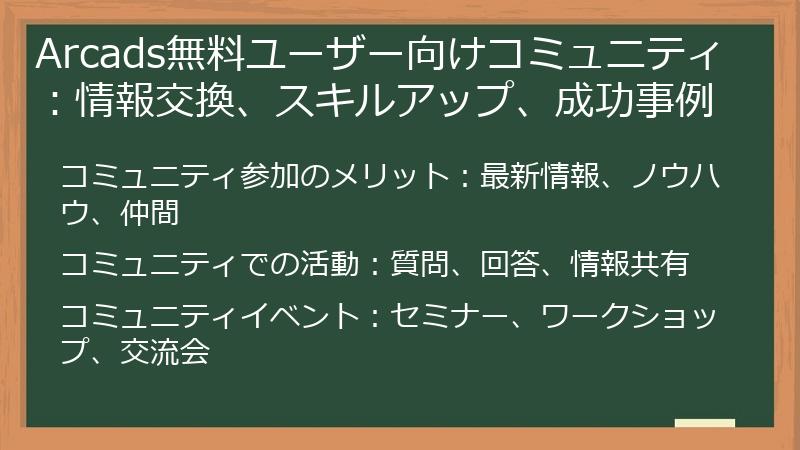 Arcads無料ユーザー向けコミュニティ：情報交換、スキルアップ、成功事例