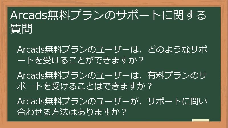 Arcads無料プランのサポートに関する質問