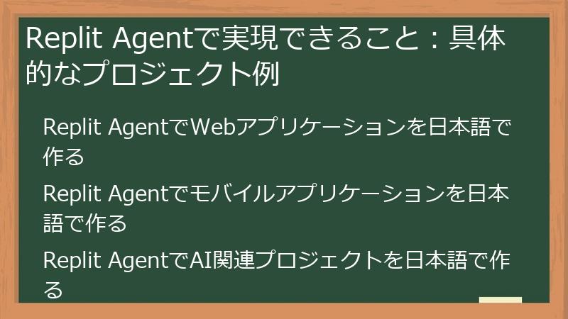 Replit Agentで実現できること：具体的なプロジェクト例
