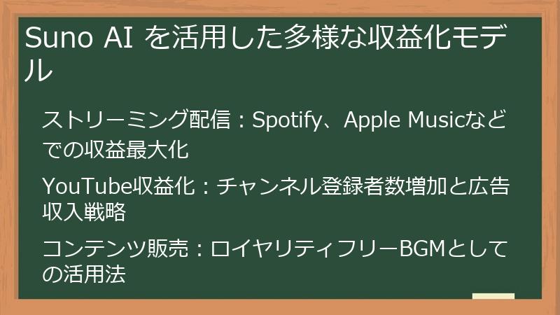 Suno AI を活用した多様な収益化モデル