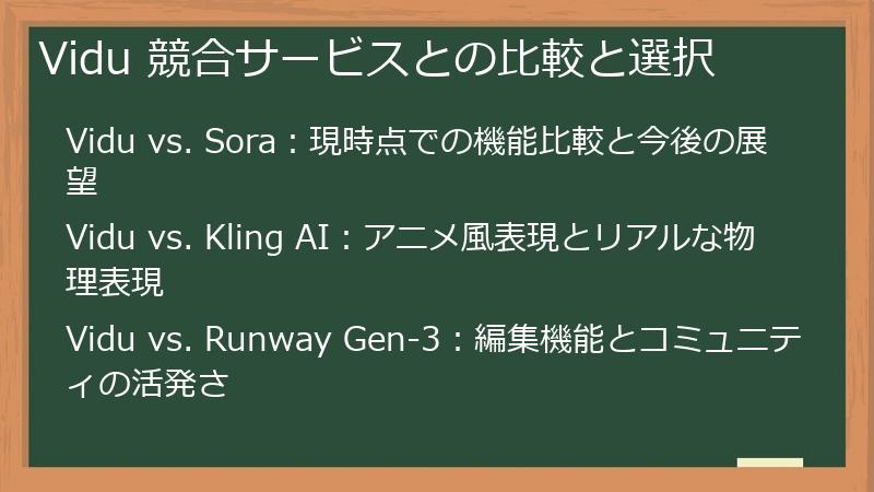Vidu 競合サービスとの比較と選択