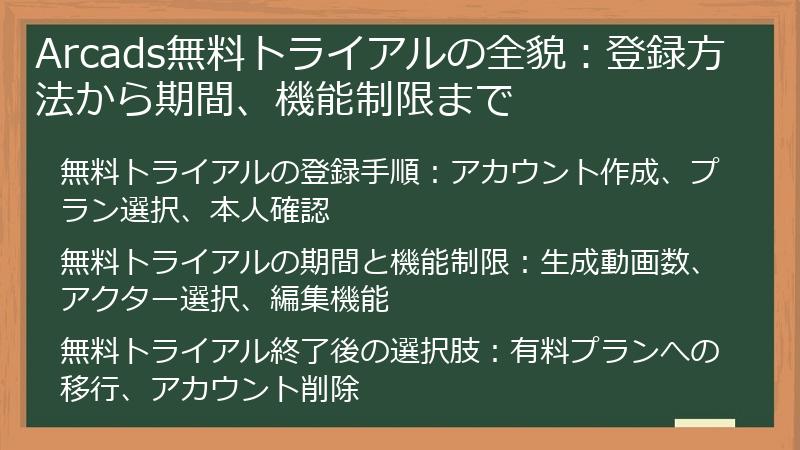 Arcads無料トライアルの全貌：登録方法から期間、機能制限まで