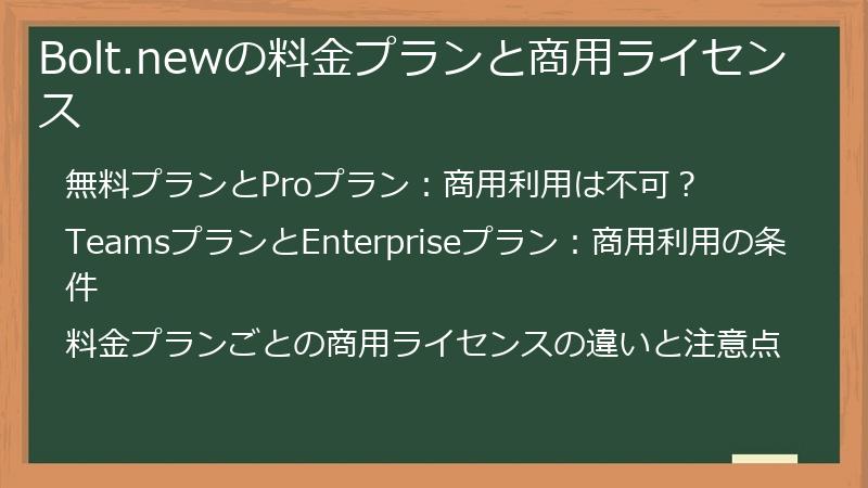 Bolt.newの料金プランと商用ライセンス