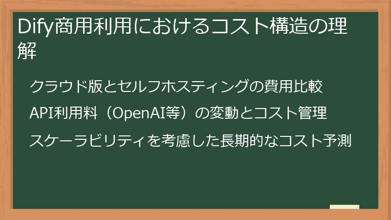 Dify商用利用におけるコスト構造の理解