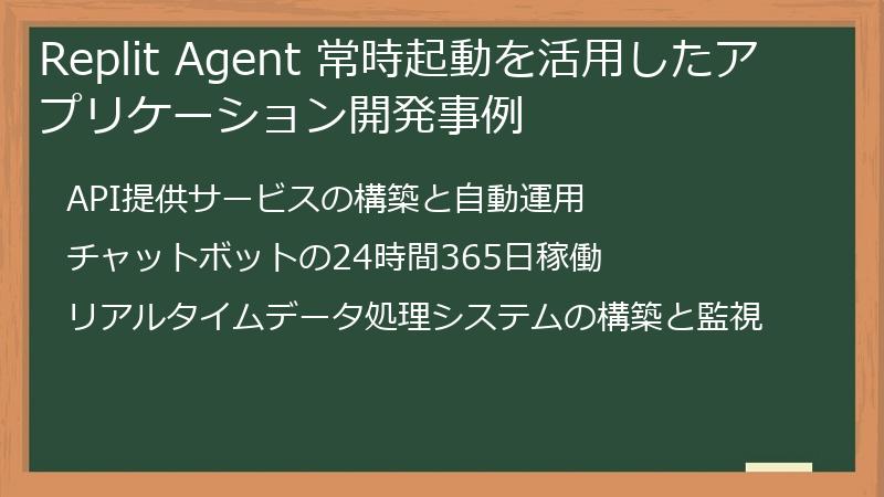 Replit Agent 常時起動を活用したアプリケーション開発事例