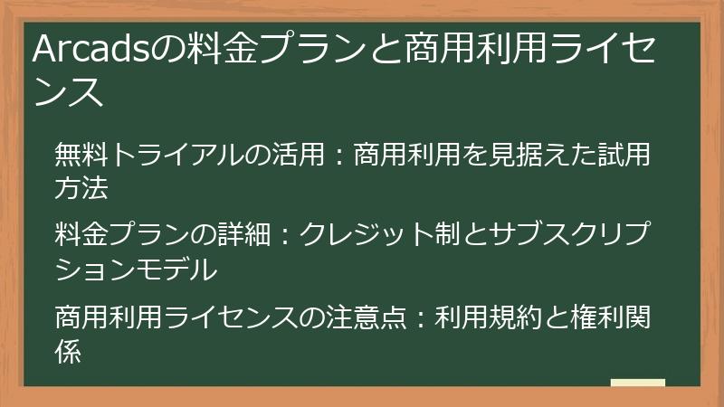 Arcadsの料金プランと商用利用ライセンス