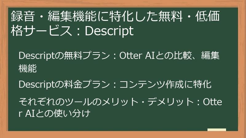 録音・編集機能に特化した無料・低価格サービス:Descript