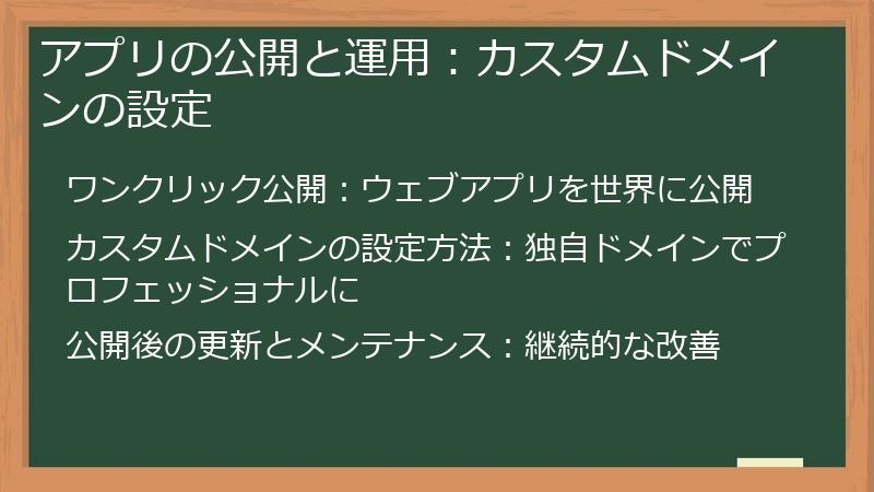 アプリの公開と運用：カスタムドメインの設定