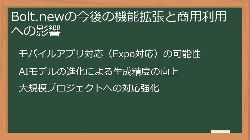 Bolt.newの今後の機能拡張と商用利用への影響