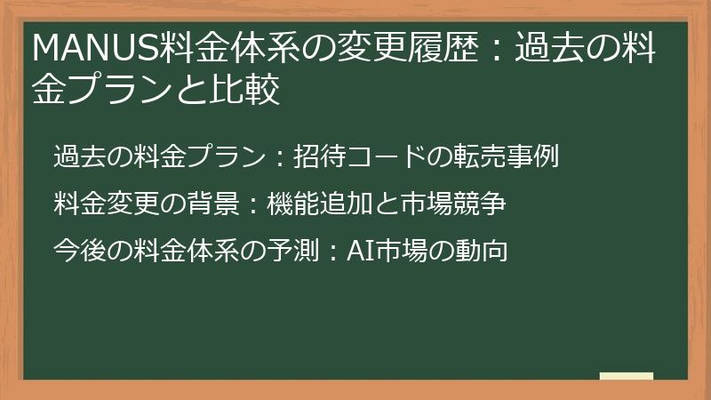 MANUS料金体系の変更履歴：過去の料金プランと比較