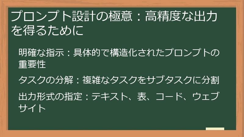 プロンプト設計の極意：高精度な出力を得るために