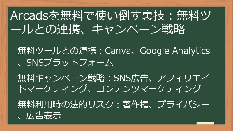 Arcadsを無料で使い倒す裏技：無料ツールとの連携、キャンペーン戦略