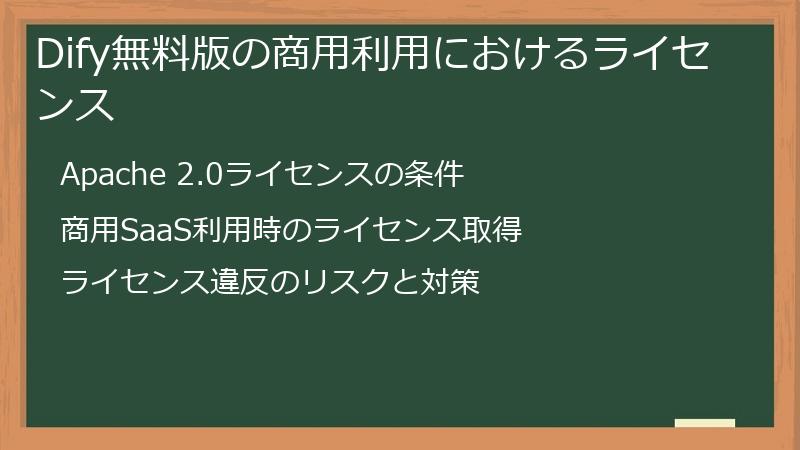 Dify無料版の商用利用におけるライセンス