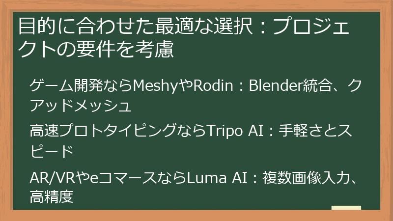 目的に合わせた最適な選択：プロジェクトの要件を考慮