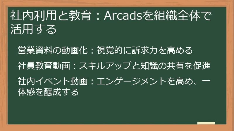 社内利用と教育：Arcadsを組織全体で活用する