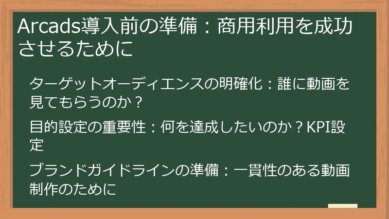 Arcads導入前の準備：商用利用を成功させるために