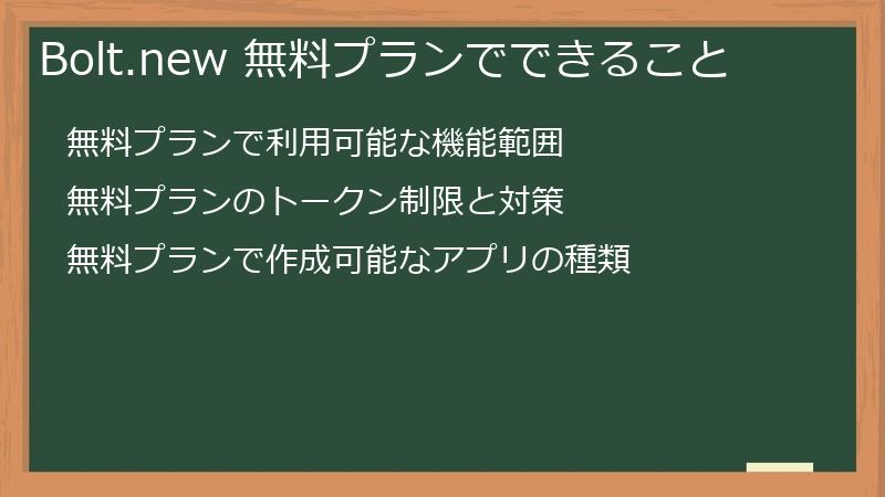 Bolt.new 無料プランでできること