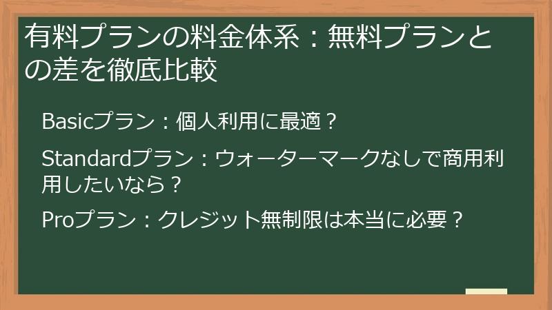 有料プランの料金体系:無料プランとの差を徹底比較