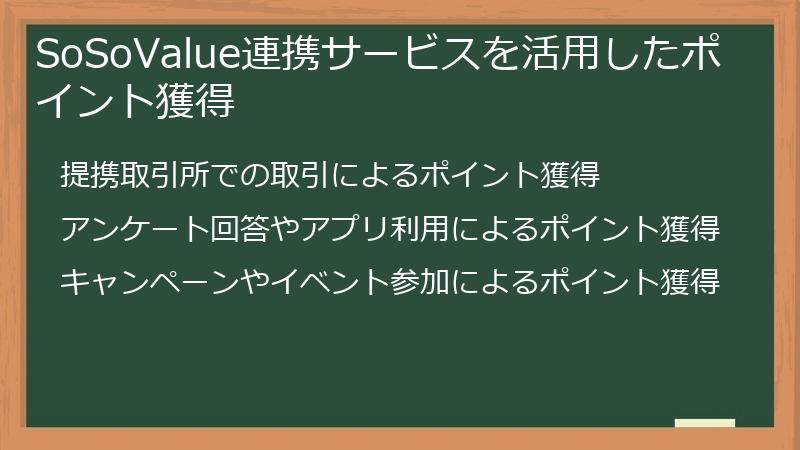 SoSoValue連携サービスを活用したポイント獲得