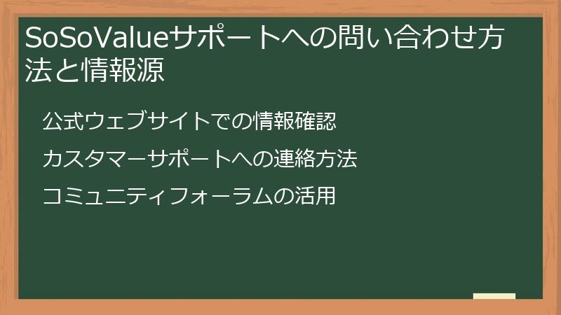 SoSoValueサポートへの問い合わせ方法と情報源