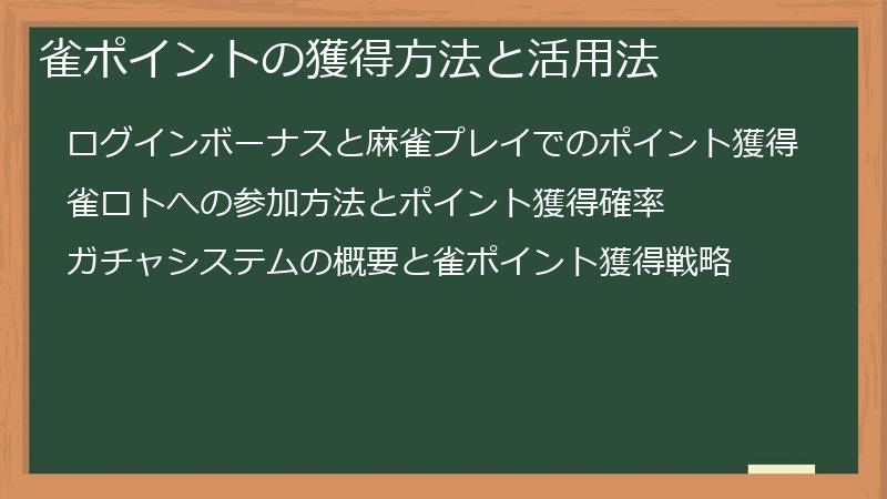 雀ポイントの獲得方法と活用法