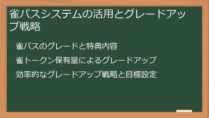 雀パスシステムの活用とグレードアップ戦略