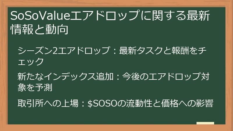 SoSoValueエアドロップに関する最新情報と動向