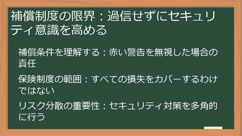 補償制度の限界：過信せずにセキュリティ意識を高める