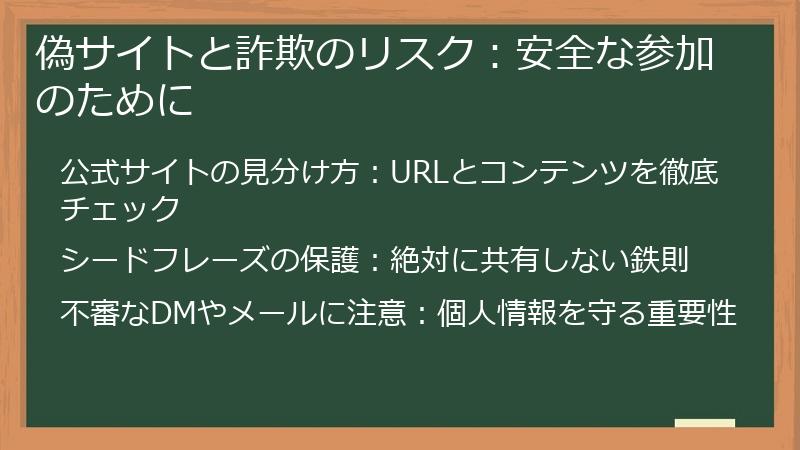 偽サイトと詐欺のリスク：安全な参加のために