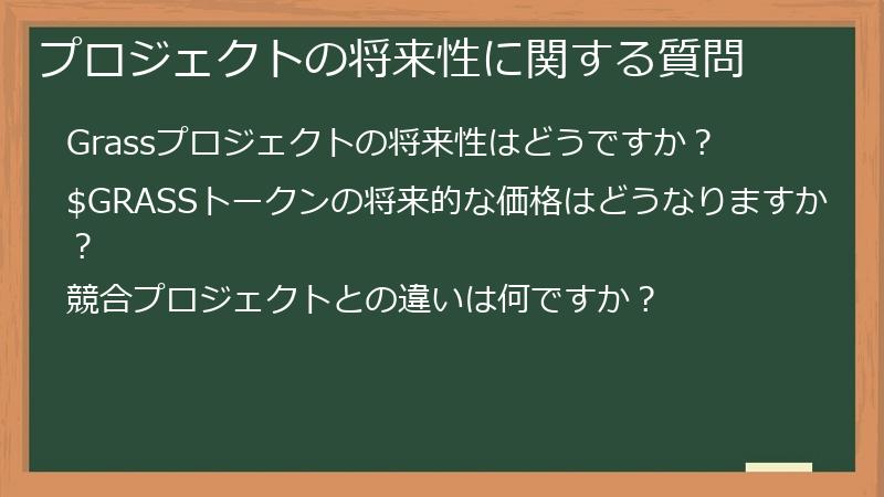 プロジェクトの将来性に関する質問