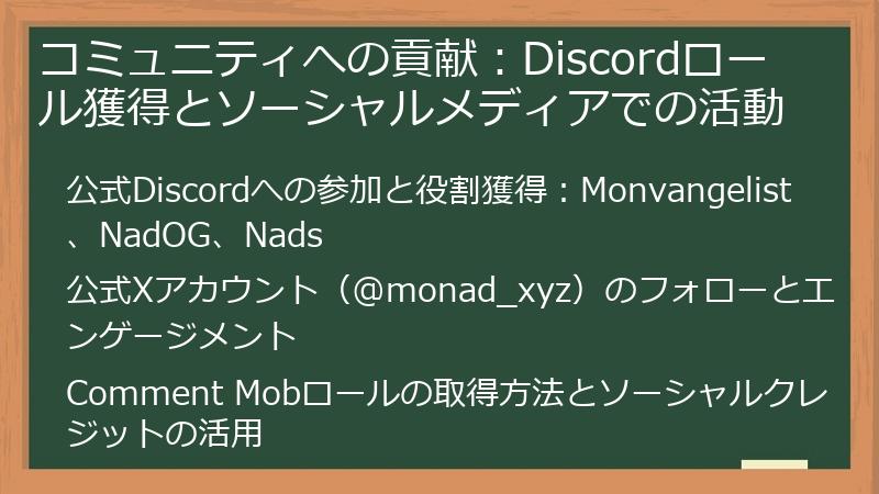 コミュニティへの貢献：Discordロール獲得とソーシャルメディアでの活動
