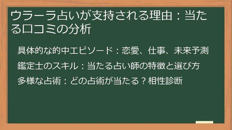 ウラーラ占いが支持される理由：当たる口コミの分析
