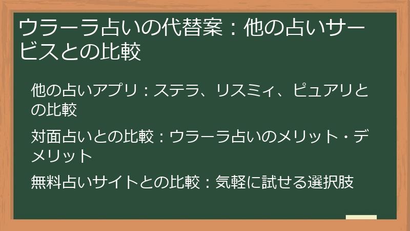 ウラーラ占いの代替案：他の占いサービスとの比較
