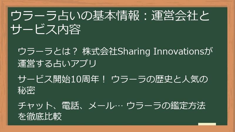 ウラーラ占いの基本情報：運営会社とサービス内容