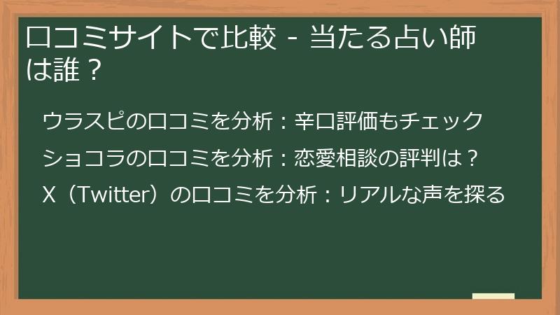 口コミサイトで比較 - 当たる占い師は誰？