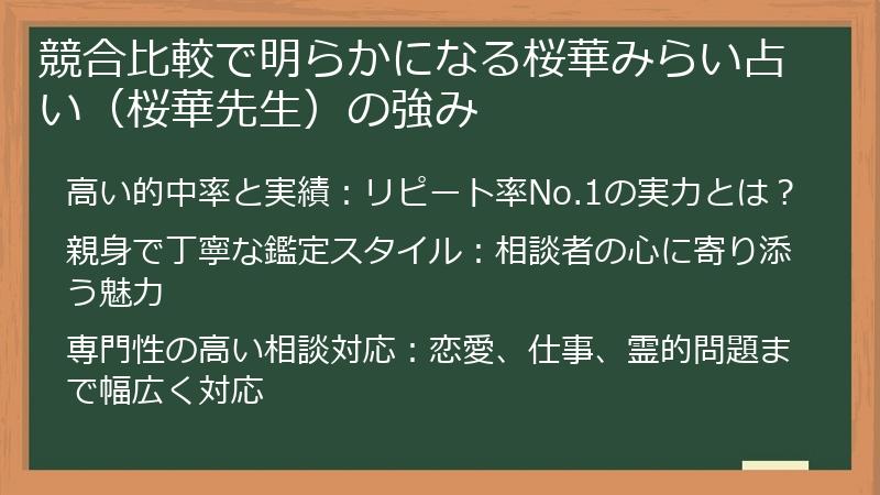 競合比較で明らかになる桜華みらい占い（桜華先生）の強み