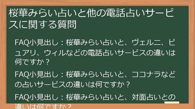 桜華みらい占いと他の電話占いサービスに関する質問