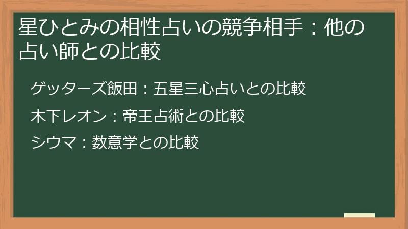 星ひとみの相性占いの競争相手：他の占い師との比較