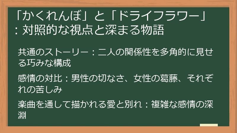 「かくれんぼ」と「ドライフラワー」：対照的な視点と深まる物語