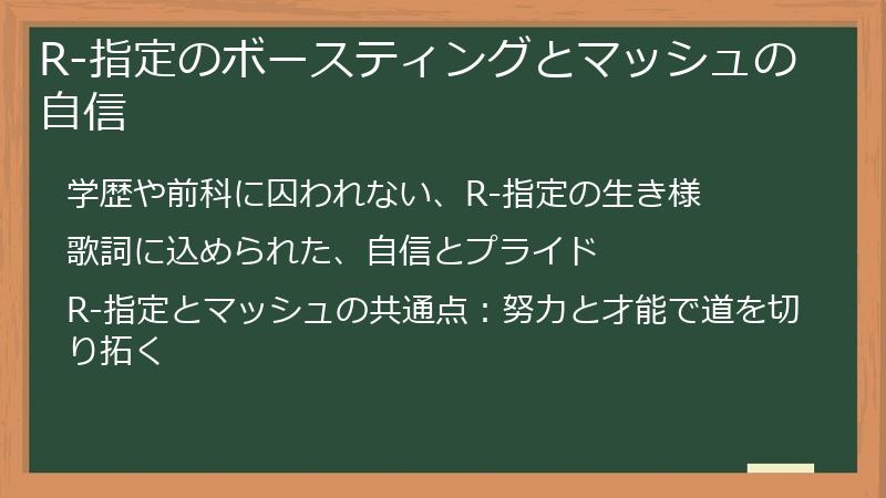 R-指定のボースティングとマッシュの自信