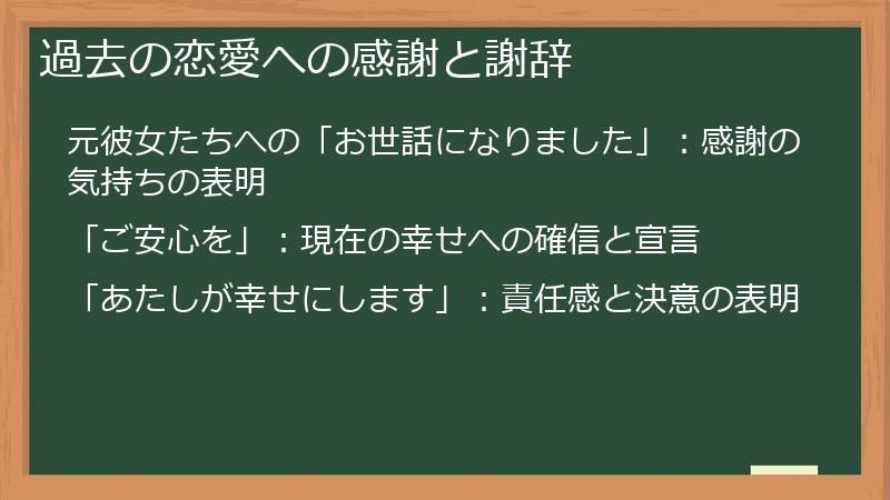 過去の恋愛への感謝と謝辞