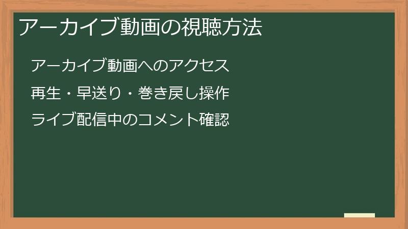 アーカイブ動画の視聴方法